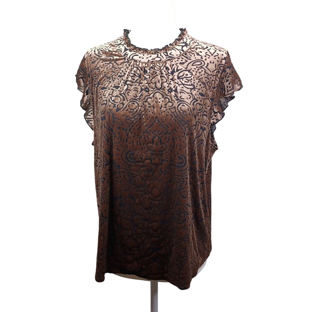 Gentle Fawn Loretta Velvet Burnout Top Women L Oxide Sheer Dark Fairy Whimsigoth